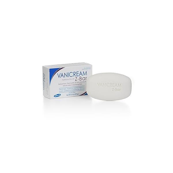 Vanicream Z-Bar, Seborrheic Dermatitis & Anti-dandruff Medicated Cleansing Bar, 2% Pyrithione Zinc Z-Bar Helps Relieve Itching, Redness and Flaking, 3.5 OZ