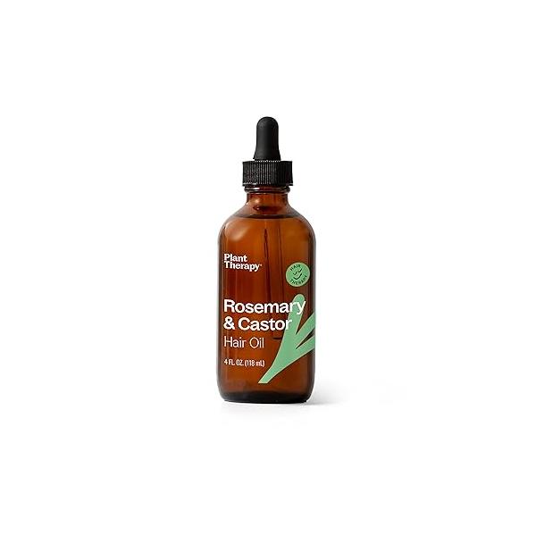Plant Therapy Rosemary & Castor Oil - 4 oz Hair Treatment for Growth, Shine, Softness, Healthy Scalp Mask