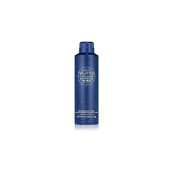 Nautica Voyage N-83 Deo Body Spray 6 fl oz (Pack of 1), Notes Spicy Mint, Cardamom, and Musk, Men's Fragrance, Long Lasting, Everyday Fragrance