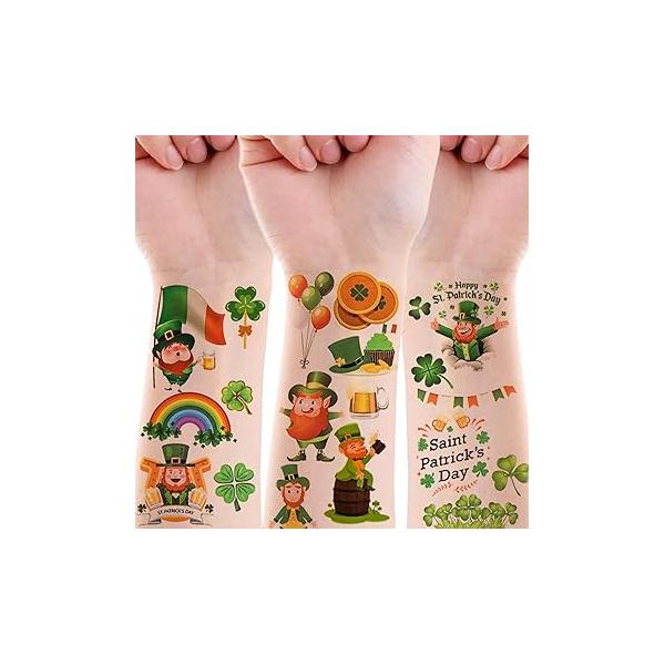 St. Patrick's Day Temporary Tattoos, Clover Fake Tattoos Face Body Stickers for Party favors Supplies Apparel Accessories