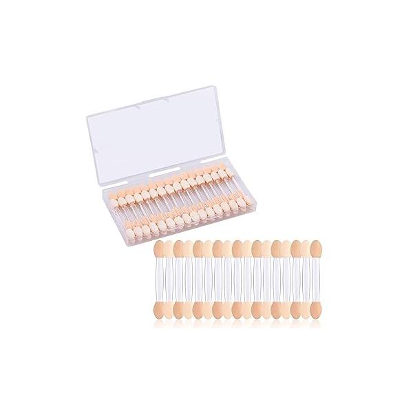 MORGLES Eyeshadow Applicators Double Sided, 50PCS Brush 2.4 Inch Makeup Applicator Sticks for Women Girls, Black