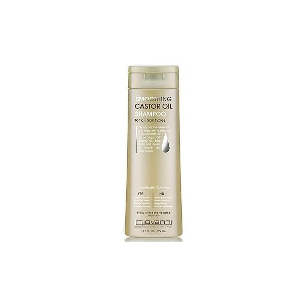 GIOVANNI Smoothing Castor Oil Shampoo – All Hair Types, Moisturize & Scalp, Hydrate Tame Frizz, Jojoba, Argan Oil, Coconut Shea Butter, Keratin - 13.5 oz