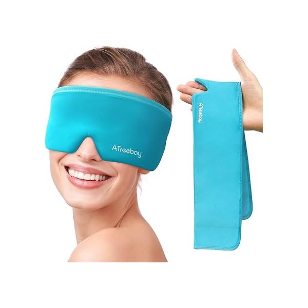 Cooling Eye Mask, Cold Mask for Puffiness, Reusable Ice Masks Dark Circles and Puffy Eyes, Relieve Your Migraines Headaches with Gel Therapy, Long-Lasting Comfort, Black