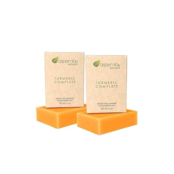 Turmeric Soap Bar (2 Pack) for Body & Face, Made with Natural and Organic Ingredients. Gentle - For All Skin Types in USA 4.5oz Per