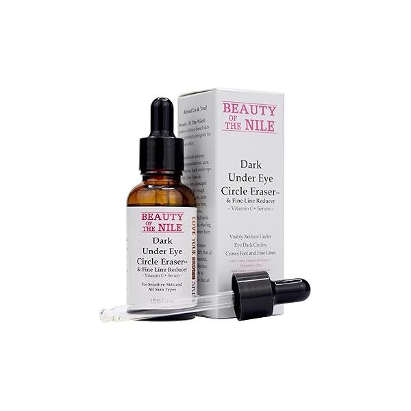 Dark Under Eye Circle Eraser™ Vitamin C+ Serum for Skin-of-Color, Puffiness Wrinkle Hyaluronic Acid Superoxide D, Beauty of the Nile® 1 Oz