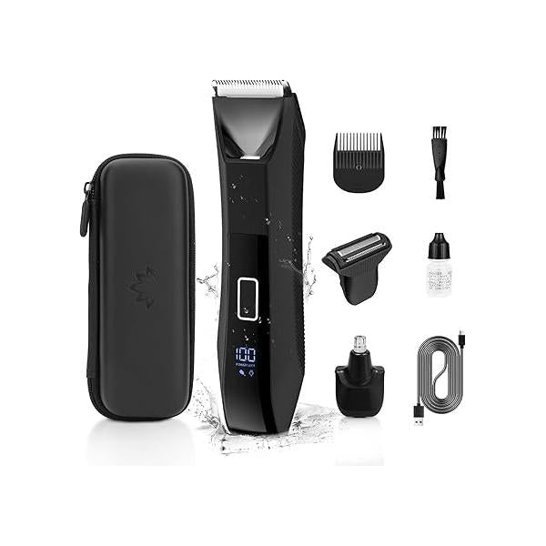 Manscape 3-in-1 Body Trimmer for Men, Groin, Pubic & Ball Hair Shaver No-Nick, Nose Trimmer, Groomer Smooth Shaving, Lightweight with Travel Lock, LED Display, IPX7 Waterproof