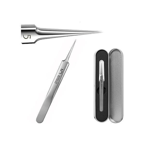 Removal Blackhead Tweezers Precision Stainless Steel Curved Hook for Acne Pimples Comedones Blemishes or Splinters and Ingrown Hair Treatments