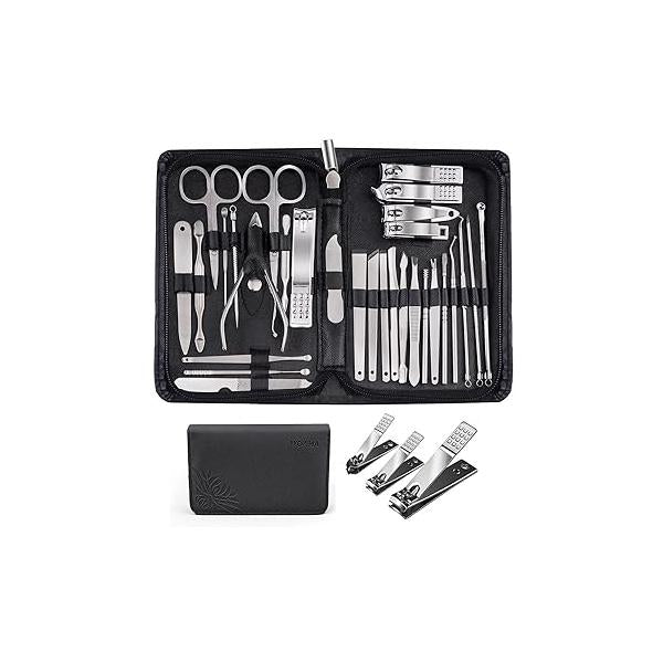 WOAMA Manicure Set Pedicure Kit - 30 in 1 Nail Professional Stainless Steel Care for Women Pink