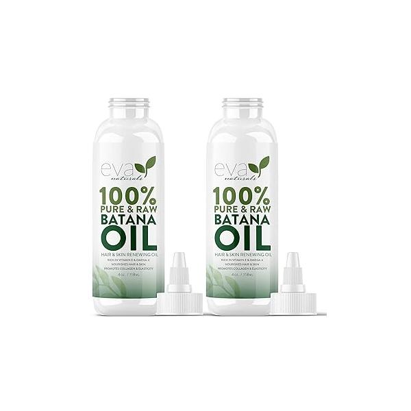 Eva Naturals 100% Pure Batana Oil - For Hair Growth Unrefined From Honduras Raw Cold-Pressed (2 Pack)