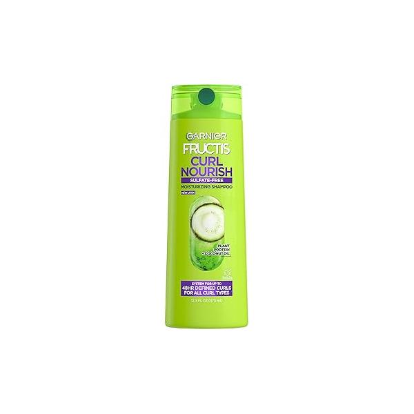 Garnier Fructis Curl Nourish Sulfate Free Moisturizing Shampoo, 12.5 Fl Oz, 1 Count (Packaging May Vary)