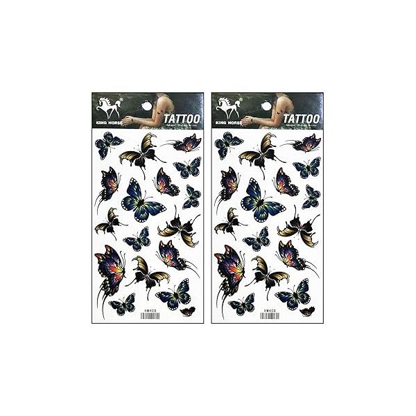 Tattoos 2 Sheets Angel Wings Cartoon Tattoo Art Fashion Temporary Body Stickers Fake Waterproof Removable Party for Teens Men Women (08)