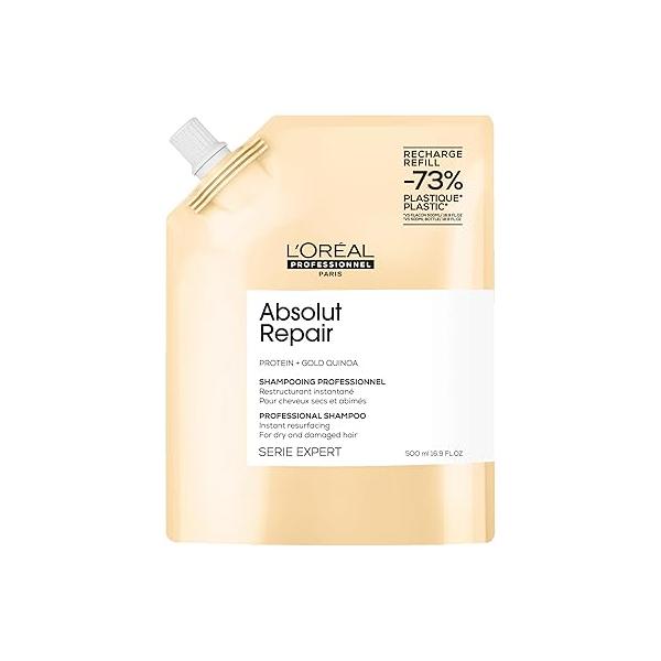 L'Oréal Professionnel Paris Absolut Repair Shampoo - Nourishing Protein For Dry, Damaged Hair, Repairs Damage and Provides Shine, Refill