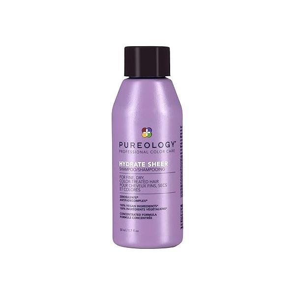 Pureology Hydrate Sheer Shampoo - Lightweight Hydrating For Fine or Dry Color-Treated Hair, Silicone-Free & Vegan