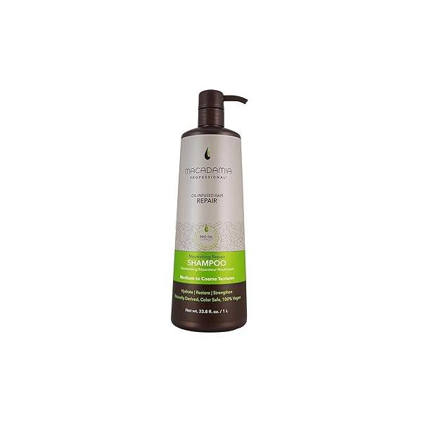 Nourishing Repair Shampoo 33.8oz Macadamia Professional Oil and Argan for Hydration, Shine, Color Protection