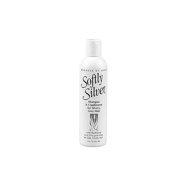 Softly Silver Shampoo Improved Conditioning formula for Gray Hair, 2 in 1 Purple Restorative Hair Wash Mature Adds Luster, Bounce & Body, with Panthenol and 20% Pure UltraAloe