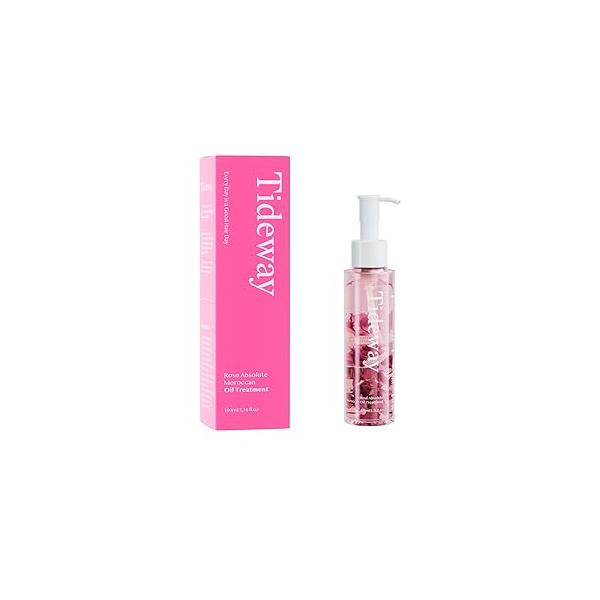 TIDEWAY Rose Hair Oil - Nourishing Petal Infusion for Soft, Shiny, and Resilient with 6 Plant Oils, 48-Hour Fragrance, Heat & UV Protection