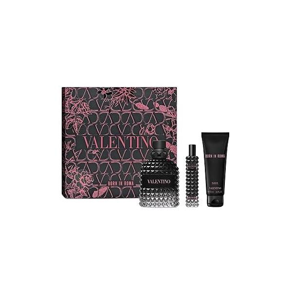 Valentino Born in Roma Uomo Eau de Toilette 3-pcs Gift Set (Eau 3.4 Fl oz + Body Wash 2.5 Travel Spray 0.5 oz)