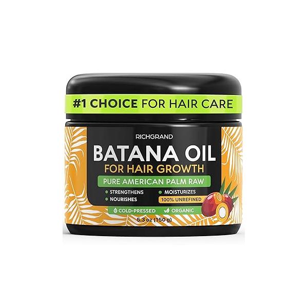 Batana Oil for Hair Growth - 100% Raw & Organic Dr Sebi Cold-Pressed Pure Unrefined Mask Women Men Enhances Thickness, Prevents Loss