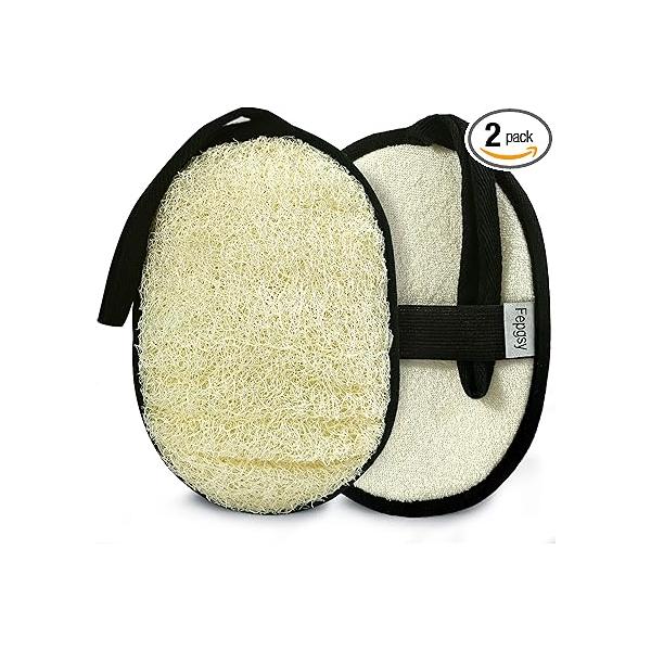 Natural Loofah Sponge (2 Pack),Large 7"x5.1"Shower Exfoliating Body Scrubber for Women and Men,Natural Materials are Easily Biodegradable Bath Exfoliation Doesn't Hurt The Skin