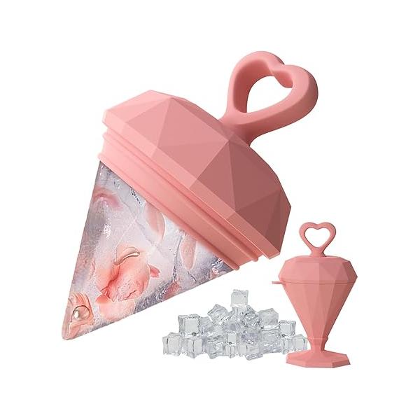 Rena Chris Ice Roller for Face: Diamond Facial Roller, Reach Detailed Areas, De-Puff Eye Bags, Reusable Silicone Massage Mold with Face Wash Wristband, Skin Care Tools Women(Pink)