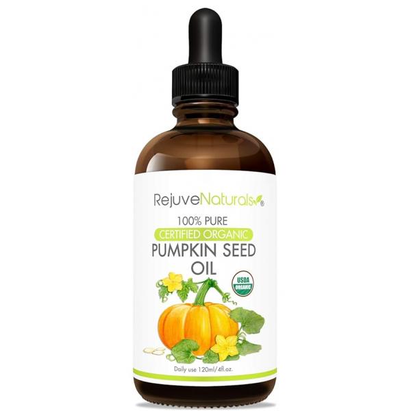 Organic Pumpkin Seed Oil (LARGE 4-OZ Bottle) USDA Certified Organic, 100% Pure, Cold Pressed. Boost Hair Growth for Eyelashes, Eyebrows & Hair. Overactive Bladder Control Men Women. Moisturizer
