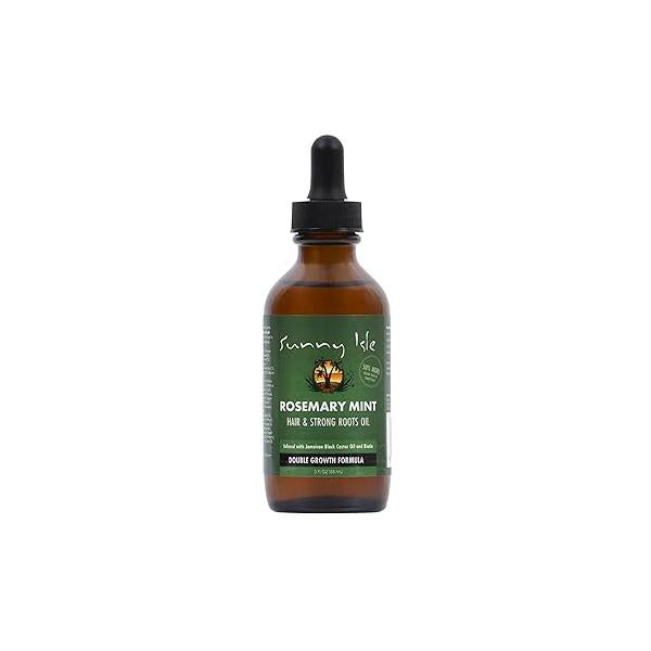 Sunny Isle Rosemary Mint Hair and Strong Roots Oil 3oz | Infused with Biotin & Jamaican Black Castor Strengthen Nourish Follicles Dry Scalp, Split Ends