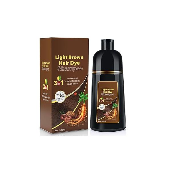 Natural Black Hair Dye Shampoo Instant & Easy 3-in-1 Color Solution for Men and Women - Herbal Formula, Ammonia-free, Lasts 30 Days 16.90 oz