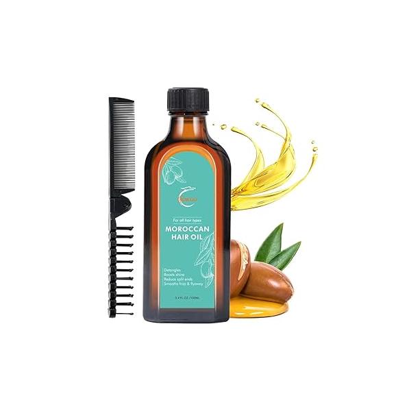 Moroccan Argan Treatment Oil for Luxurious Hair Care and Repair, Extra Strength Split Ends, Frizzy Flyaways