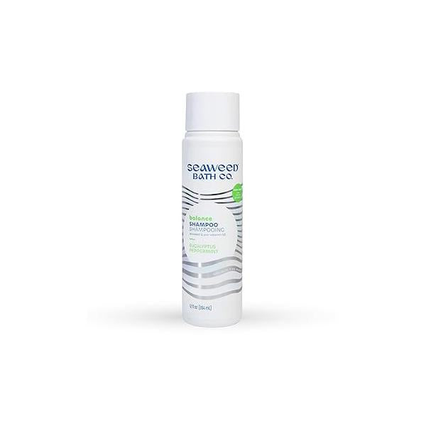 Seaweed Bath Co. Balance Shampoo, Eucalyptus Peppermint Scent, 12 Ounce, Sustainably Harvested Seaweed, Pro Vitamin B5, For Normal to Oily Hair