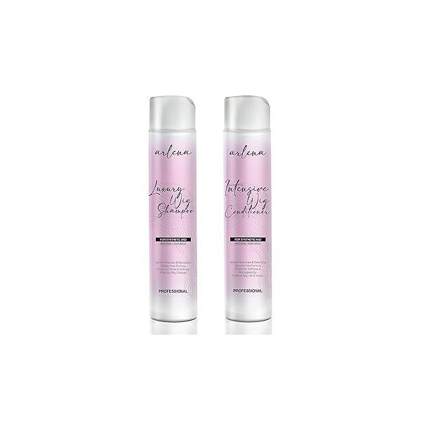 Arlena Luxury Wig Shampoo and Conditioner Set for Synthetic Natural Hair Wigs - Made in USA, Sulfate-Free, Enhances Shine & Softness, Prolongs Lifespan, Deeply Nourishes Detangles