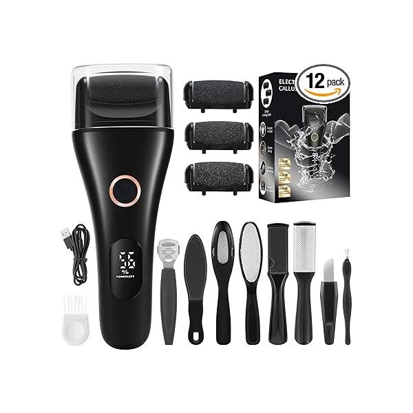 Electric Callus Remover for Feet Rechargeable - 3-Speed Adjustable Electronic Foot Filer, Effortless Smooth from Hard Cracked Dry Dead Skin at Home Pedicure Gifts Women Men