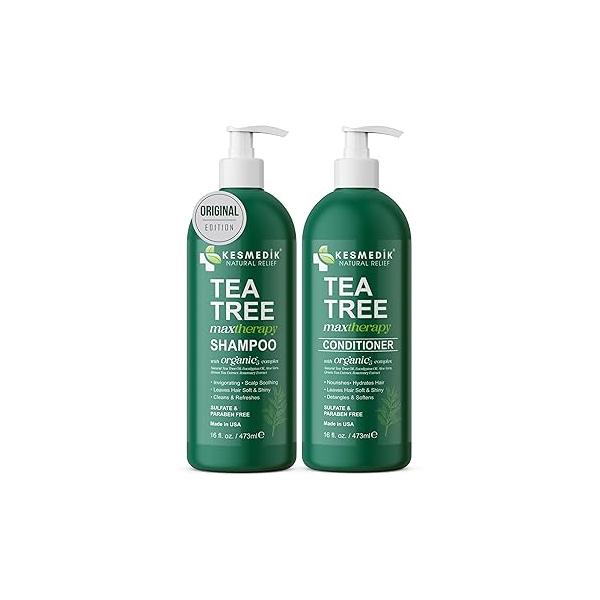 Tea Tree Oil Shampoo and Conditioner MaxTherapy Set, Itchy Scalp Relief, Refreshes & Cleanses Dandruff Buildup, Clarifying for Oily Hair, Women Men, 16 fl oz Each