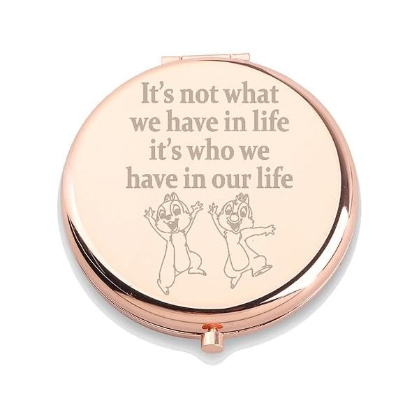WUSUANED Chip Makeup Mirror It Not What We Have in Life Who Our Dale Fan Gift Cartoon Inspired Squirrel Lover