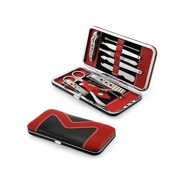 Manicure Pedicure Set Nail Clippers - 10 Piece Stainless Steel Kit tools for nail, Cutter Kits women, men Includes Cuticle Remover with Portable Travel Case