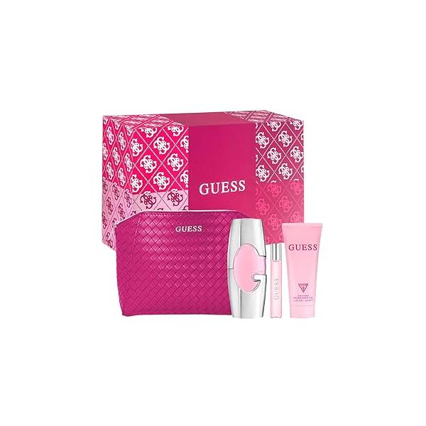 Guess 2.5oz EDP Spray, 0.5oz 3.4oz Body Lotion, Pouch Women 4 Pc Gift Set