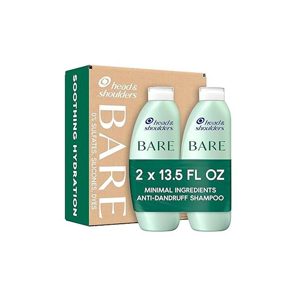 Head & Shoulders BARE Dandruff Shampoo Twin Pack, Soothing Hydration, Sulfate-Free, Silicone-Free, Dye-Free, Eco-Friendly Bottles, Safe for All Hair Types, 13.5 Fl Oz Each (Set of 2)