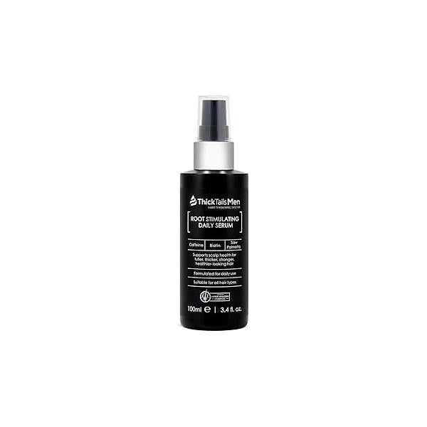Men’s Root Stimulating Leave-In Serum for Thicker, Fuller-Looking Hair - Daily Vegan Strengthener with Biotin, Caffeine & Saw Palmetto Lightweight, Fast-Absorbing Formula