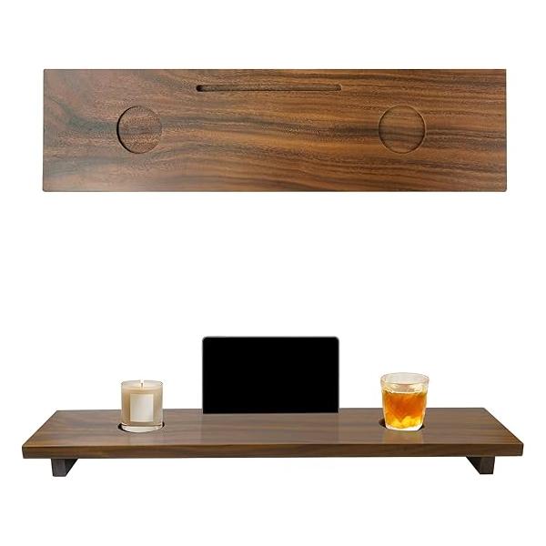 Solid Walnut Bathtub Tray Wood, Large Bath Caddy for Tub (35"x9"x2.5"), Anti-Tipping Table Tub, Luxury Bathroom Accessories Women/New Home/House Warming