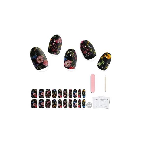 Semi Cured Gel Nail Strips - 20pcs Glaze Stickers, Salon Quality DIY Wraps, Stickers for Easy Application, UV Light Required