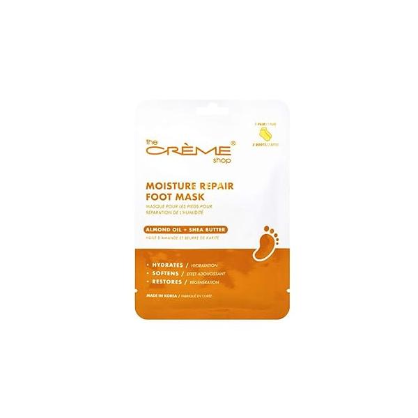 The Crème Shop Foot Repair Mask, Moisturizing Mask with Almond Oil and Shea Butter, Korean for Dry, Cracked Feet, Hydrating Heel Treatment