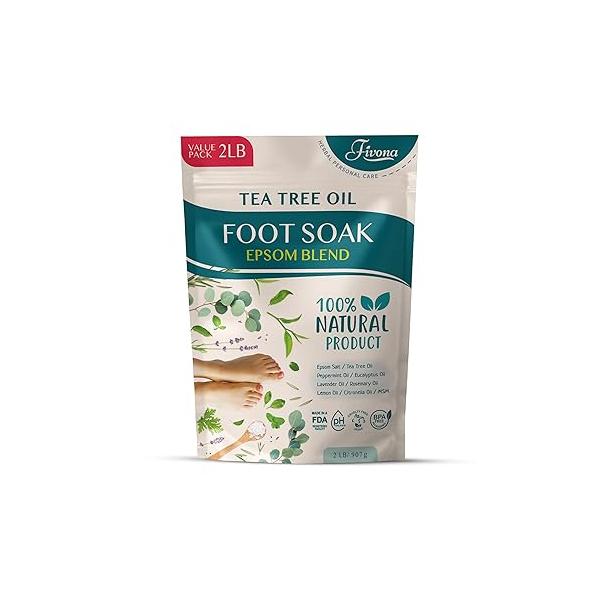 Fivona Foot Care Kit 3 in 1 - Soak Blend with Epsom Salt, Tea Tree and Essential Oils Collapsible Basin Dual Action File