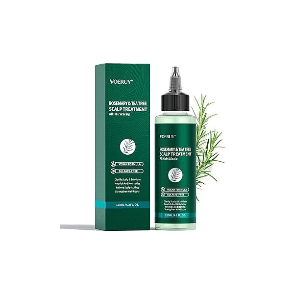 Scalp Treatment, Rosemary Refreshing Treatment with Tea Tree, Clarifying Build Up & Purifying, Leave-In for Dry Itchy Scalp,Vegan Cruelty-Free,120ML