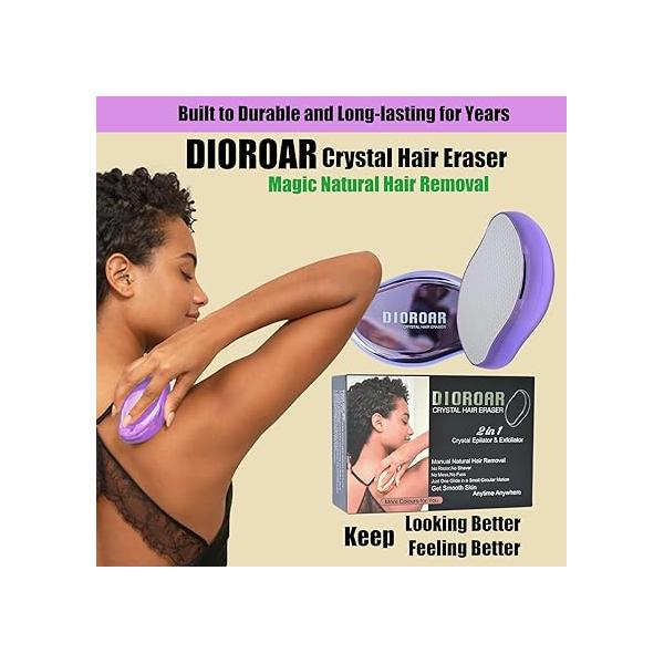 Crystal Hair Eraser,Upgrade Remover,Physical Nano Glass Removal Device,Painless Epilator and Exfoliator Without Shaver for Quick Soft Silky Skin(Violet)
