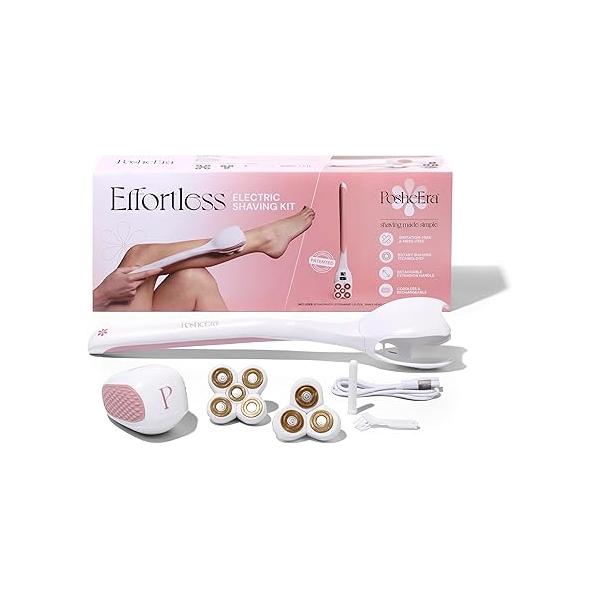 Self-Care Shave Kit | Friction-Fit Handle for Easy Reach & Comfort 3 5 Petal Heads USB Charging Smooth