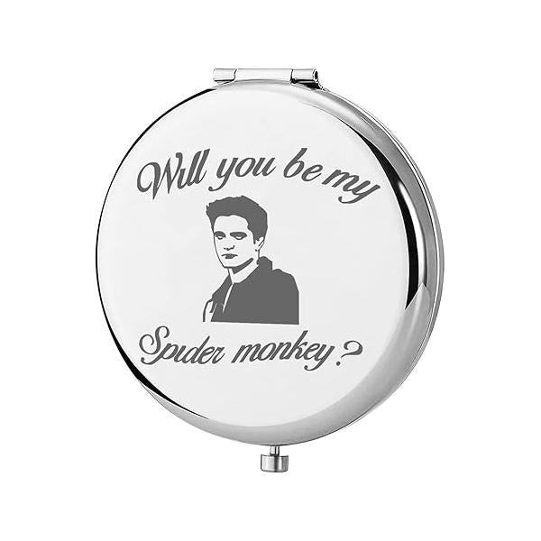 KEYCHIN Vampire Movie Pocket Mirror Edward and Bella Fans Gifts Will You Be My Spider Monkey Compact for Women Girls Teenager (Spider Monkey-S)