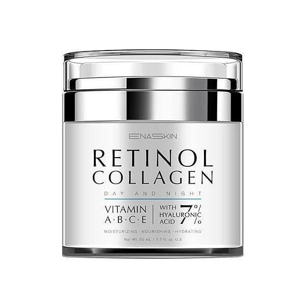 EnaSkin Anti Aging Face Cream: Retinol Collagen Wrinkle Moisturizer for Women - 7% Hyaluronic Acid Day/Night Facial Sagging Skin Care & Firming Neck, 1.7 fl oz