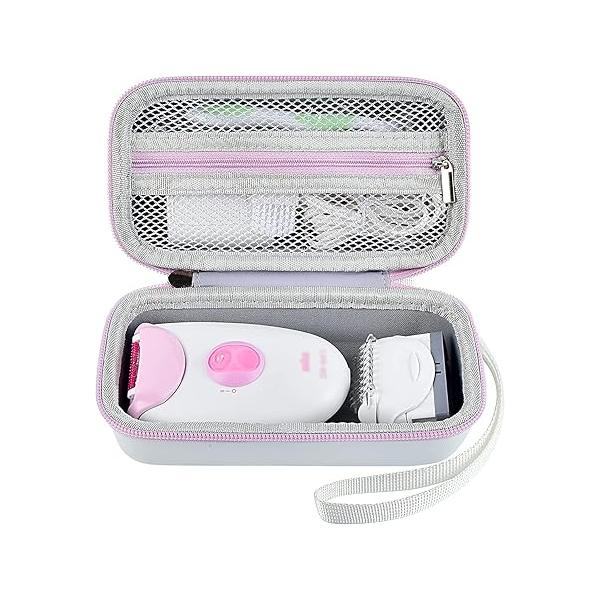 Case Compatible with Braun Epilator Silk-epil 3 3-270, Storage for Hair Removal Shaver & Trimmer Women, Holder Facial Razors Head, Cleaning Brush, Charger (Box Only)