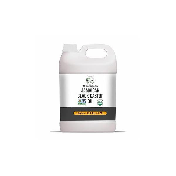 Organic Jamaican Black Castor Oil (1 Gallon) Cold Pressed, Hexane Free, Eyelash and Eybrow Growth Serum, Hair Skin Moisturizer
