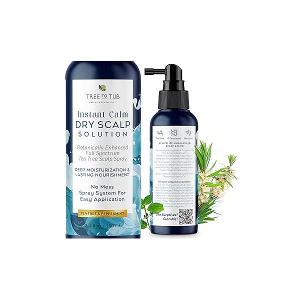 Tree To Tub Dry Scalp Spray - Intensive Moisturizer for Men & Women Tea Leave in Scalp, Full Spectrum Flaky Buildup Excess Oil, Care