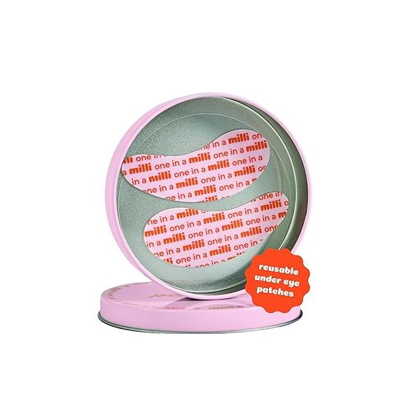 Milli Under Eye Mask to Treat Dark Circles, Wrinkles, and Puffy Eyes, 1 Pair of Original Pink Reusable Silicone Patches with Tin Case